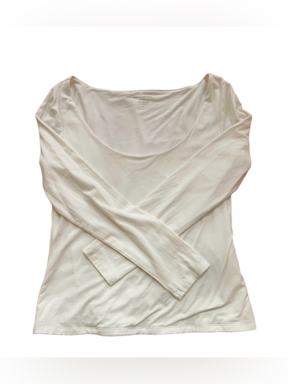 Banana Republic Women’s Soft Stretch Long Sleeve Tee White Size Large